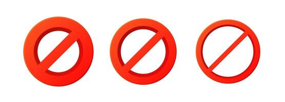 3d forbidden prohibit sign. Red ban restriction circle vector