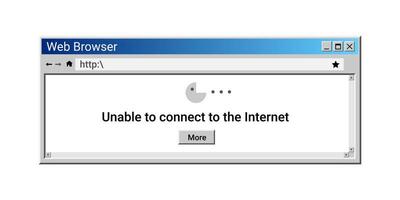 Unable to connect to the Internet. Old network error. Problem with connection. vector