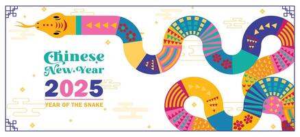 year of the snake 2025 background with modern flat concept vector