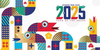 chinese new year 2025, year of the snake background with modern trendy concept vector