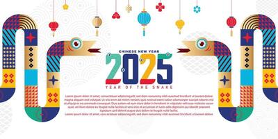 chinese new year 2025, year of the snake background with modern trendy concept vector