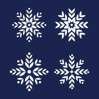 A set of snowflake icons. A set of images of snow. A set of 4 Christmas icons with snow. Isolated icons with snowflakes. A simple snowflake icon in a design in a flat style. illustration vector
