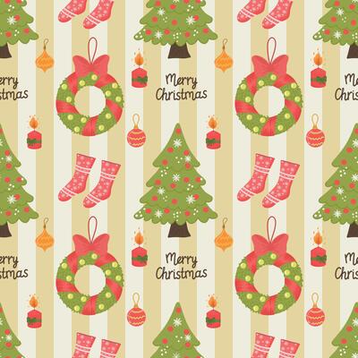seamless pattern with Christmas tree,toys, wreaths, socks, candles. Illustration for Christmas and New Year. illustration