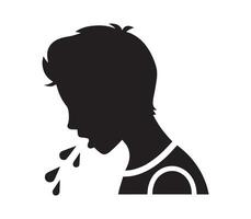 Man silhouette spitting saliva icon. Simple flat cartoon style illustration, shadowed and isolated vector