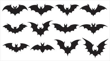 Black bats set, isolated on a white background. illustration of traditional Halloween vector
