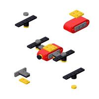 Concept with deconstruction Drone from plastic blocks. vector