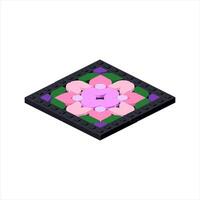Mosaic tile in isometric view assembled from plastic blocks. vector