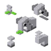 Concept with deconstruction Elephant from plastic blocks. vector