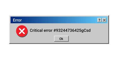 Retro error warning information message. Alert notification on your computer. vector