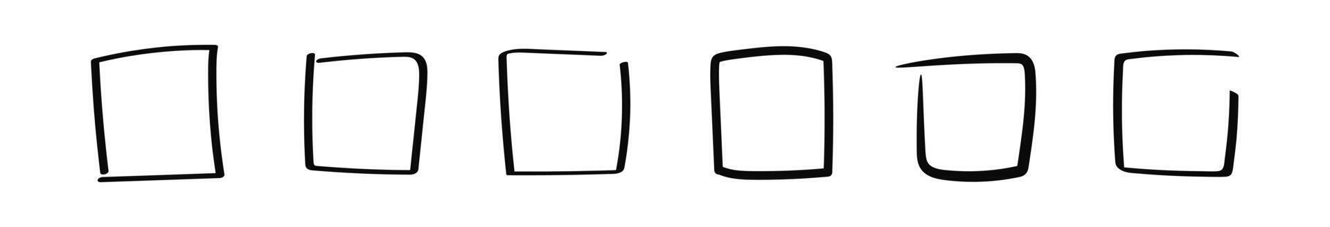 Marker hand drawn square. Doodle square frame stroke vector