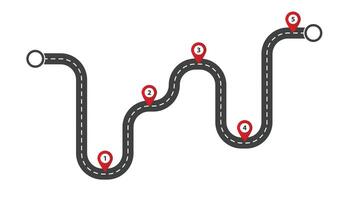 Curving road map with web marks vector