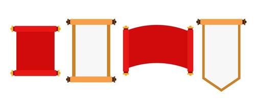 red realistic chinese scrolls illustration template vector