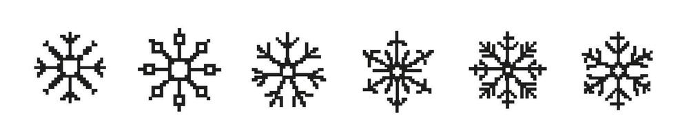 8 bit snowflake icon. Pixel retro arcade game frozen winter symbol vector