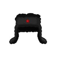 Hat with earflaps with red star vector