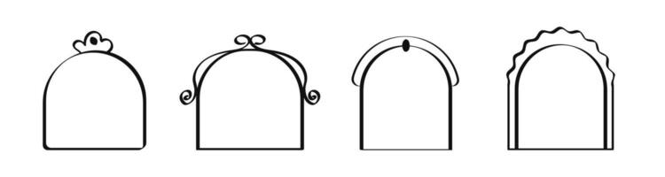 Doodle arch hand drawn line window frame vector