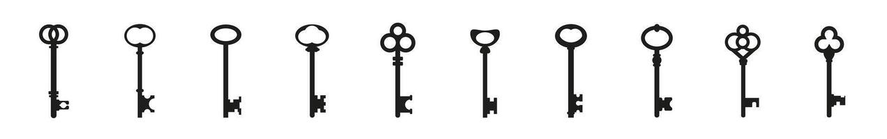 Old vintage key skeleton black silhouette vector