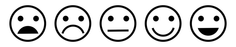 Line face feedback customer satisfaction scale. face icon happy and sad faces rating. vector