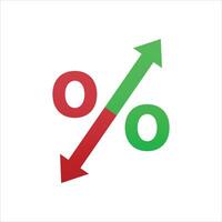 percent symbol market increase growth and decrease icon. vector
