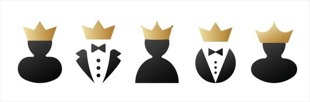 Vip man in tuxedo and bow tie with golden crown vector