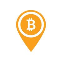 bitcoin map pin digital currency exchange pointer vector