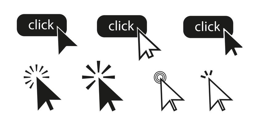 Cursor icon arrow . Web mouse poiner click symbol