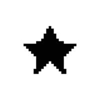 Black pixel star. Design element with jagged 8bit edges vector