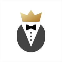 Rich tuxedo and bow tie with golden crown vector