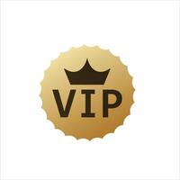 Golden round sticker with vip crown vector
