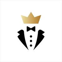 Tuxedo with bow tie with golden crown vector