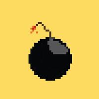 Pixel bomb with burning fuse vector