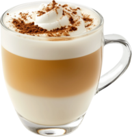 cappuccino with whipped cream and chocolate on a transparent background png