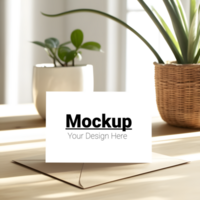 Mockup of a blank card on a table psd