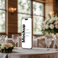 Table mockup with smartphone on top of table psd