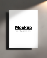 A blank white paper mockup with a light on it psd