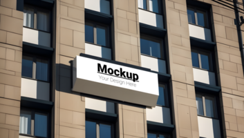 A building with a sign on the side of it psd