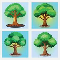 Colorful Cartoon Tree Set Nature and Greenery Illustrations for Kids and Environment Projects vector