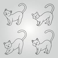Playful Cat Line Art Illustration Adorable Smiling Kitty in Minimal Style vector