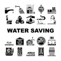 water saving conservation reuse icons set vector
