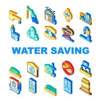 water saving conservation reuse icons set vector