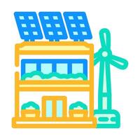 renewable energy integration green building color icon illustration vector