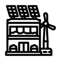renewable energy integration green building line icon illustration vector