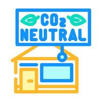 carbon neutral building green color icon illustration vector