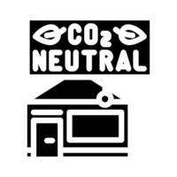 carbon neutral building green glyph icon illustration vector