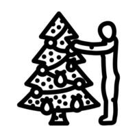decorating the christmas tree line icon illustration vector