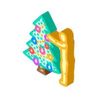 decorating the christmas tree isometric icon illustration vector