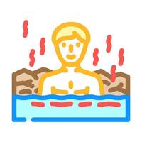 taking dip hot spring winter color icon illustration vector