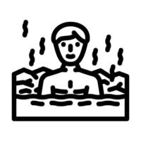 taking dip hot spring winter line icon illustration vector