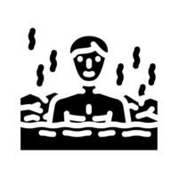 taking dip hot spring winter glyph icon illustration vector