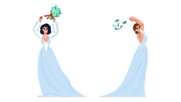 bride bouquet toss vector