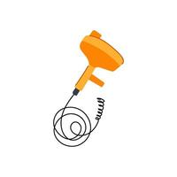 clog drain snake cartoon illustration vector